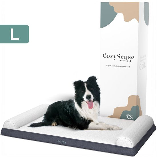 CozySense® Orthopedisch Hondenkussen - 90 X 54 cm - Maat L - Waterdicht - Geschikt Als Benchkussen & Hondenbed - Wasbare Hoes - Wit