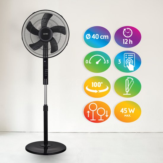 TZS First Austria 5553-4 Staande Ventilator - Statiefventilator – Zwart
