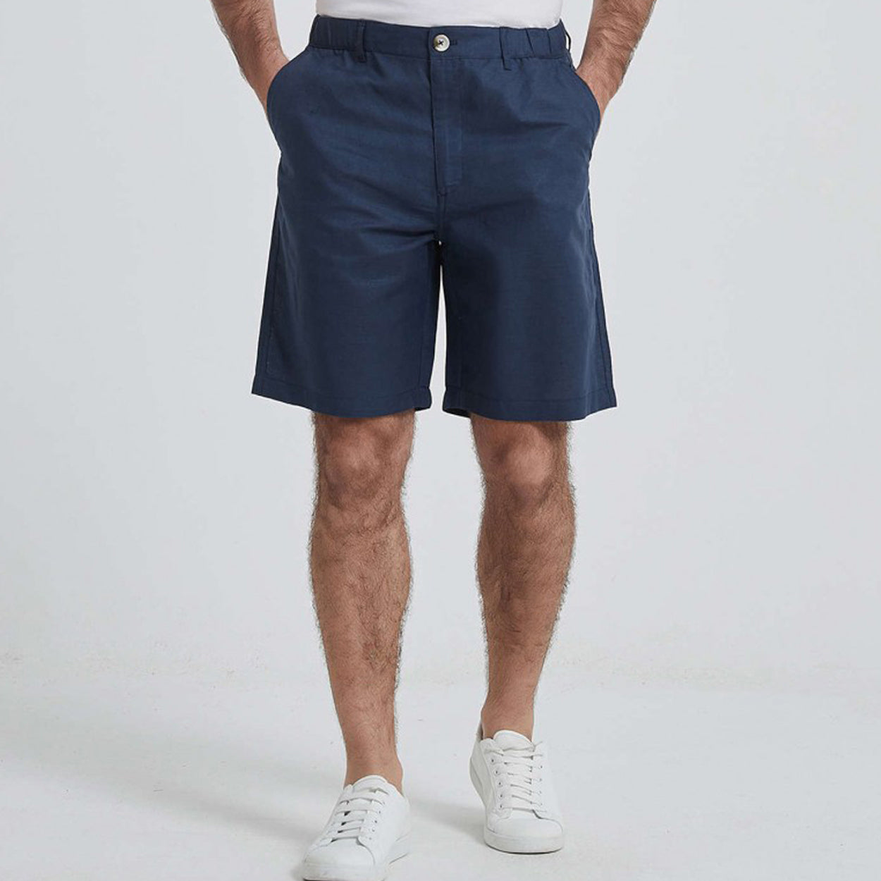 William de Faye Linnen Chino Shorts – Navy Blauw Maat XL