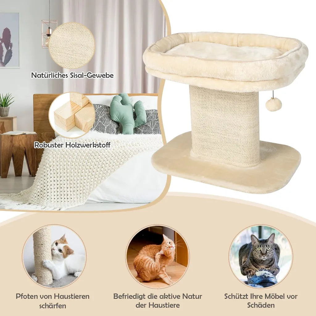 Coast Kattenboom - Interactieve Bal - Pluche - 59x39,5x50cm - Beige