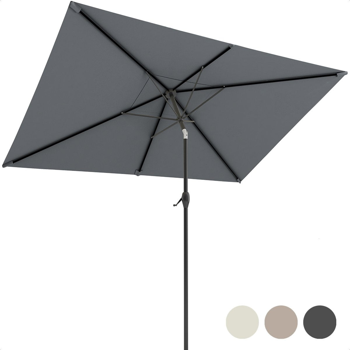 LifeGoods Parasol – Waterdicht & Kantelbaar – 270 x 180 x 245 cm – Donkergrijs