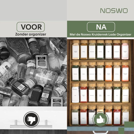 Noswo Kruidenrek Lade - 4 Laags - Voor 28 Kruidenpotjes - RVS - Bamboe