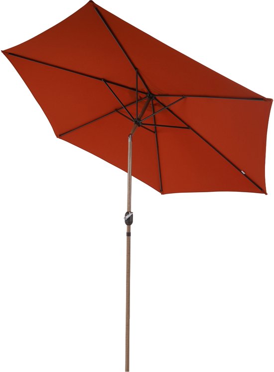 AXI Noor Stokparasol Ø 300cm Eikenlook/terracotta – Gepoedercoat frame - Kantelbaar