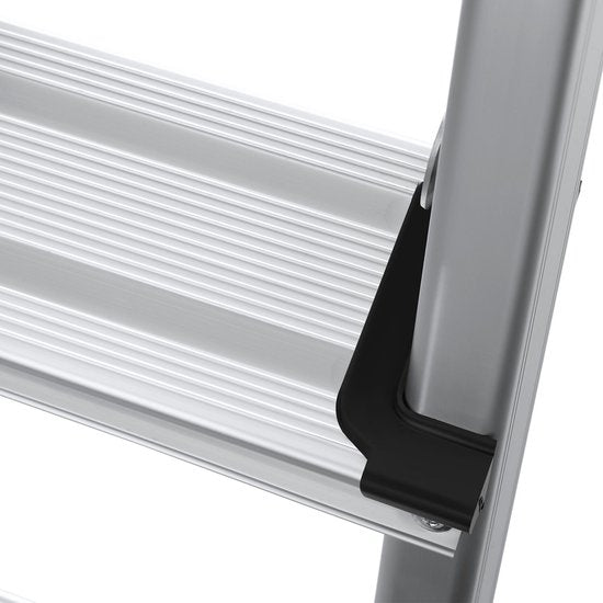 tectake® Dubbelzijdige Aluminium Keukentrap - 2 Treden - 38,5 cm - Stevige Trap Ladder - Opklapbaar Opstapje - Antislip Huishoudtrap