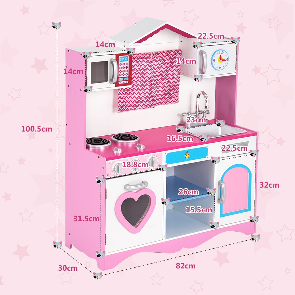 Coast Speelkeuken - MDF - 82 x 30 x 101 cm - Roze