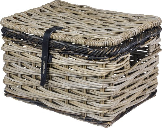 Fietsmand Basil Dijon L met deksel 36 x 49 x 30 cm - grijs/zwart