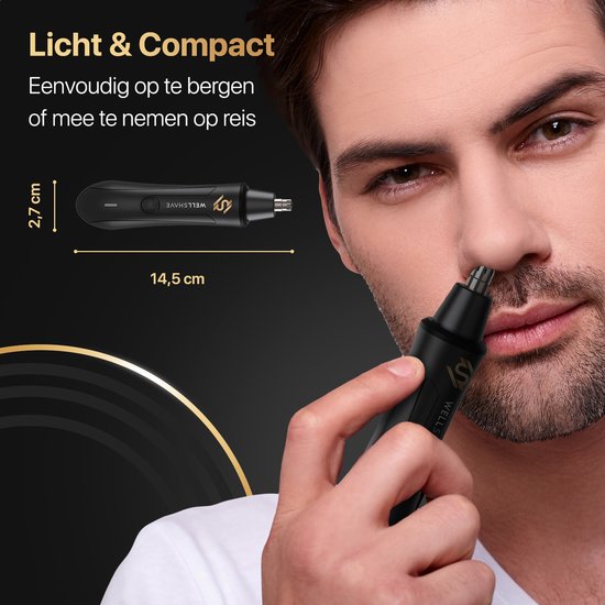 Wellshave 2 in 1 Neustrimmer Premium - Wenkbrauw en Oorhaar trimmer - Neushaartrimmer voor mannen - Wenkbrauw Trimmer