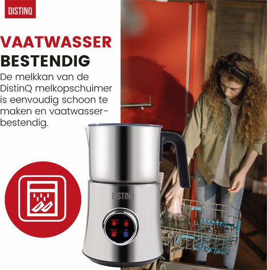 DistinQ® Melkopschuimer – Inductiemelkopschuimer Elektrisch met Display – Elektrische Melkopschuimer vaatwasserbestendig - Voor Opschuimen en Verwarmen