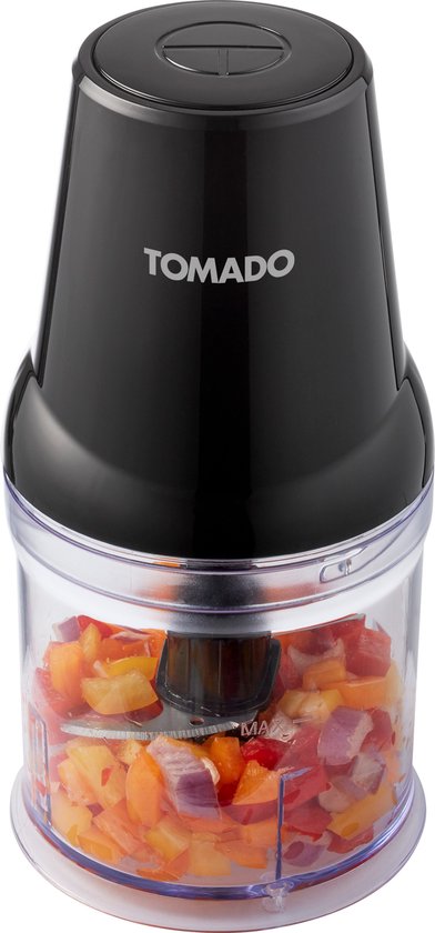 Tomado TCH2001B - Hakmolen - 360 ml - 2 RVS messen - 400 watt - Snijdt, hakt en mixt - Zwart