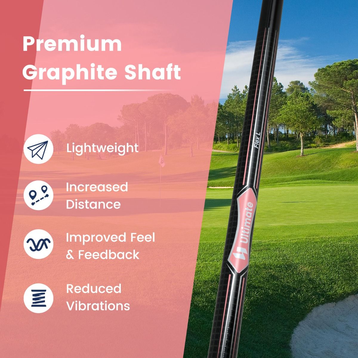 Coast Golfdriver voor Dames - 460 cc Aluminium Clubhoofd - Grafiet Shaft - Zwart en Zilver