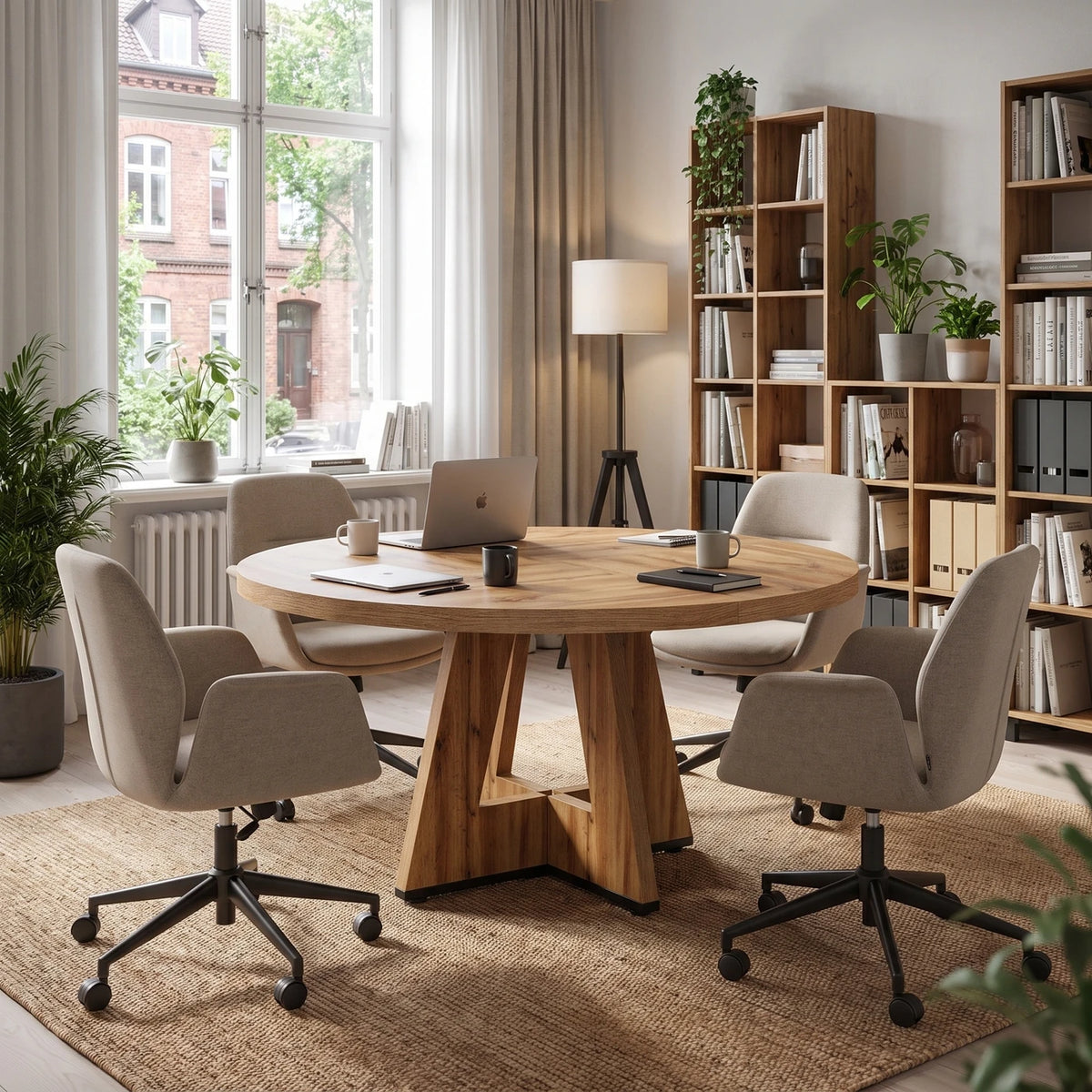 Lantine Ronde Eettafel 120 cm - Landelijke Keukentafel voor 4 Personen - Stevig Metalen Frame - Rustieke Afwerking