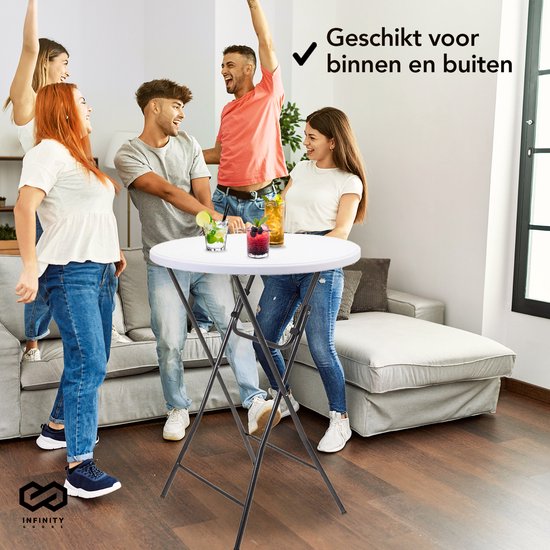 Infinity Goods Stevige Statafel - Partytafel - Robuust en Weersbestendig - Inklapbaar - 80cm x 110cm - Feest - 1 stuk - Wit/Grijs