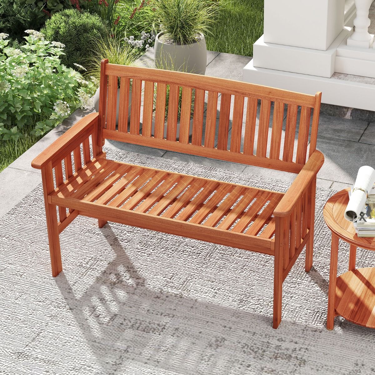 Coast Houten tuinbank - 2-zits - verstelbare rugleuning - naturel - 119 x 59,5 x 89 cm