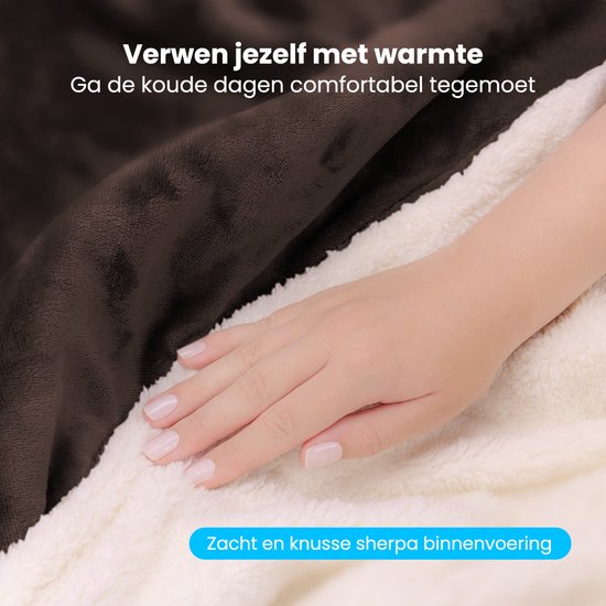 Auronic Elektrische Deken - Warmtedeken - Sherpa Fleece - 9 Hitte en Timerstanden - Bovendeken - 200x180 - 2 persoons - Bruin