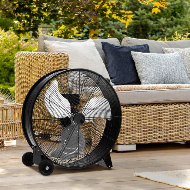 Coast Trommelventilator - 3 Snelheden - 180cm Snoer - 240V - 65 x 37 x 67 cm - Zwart