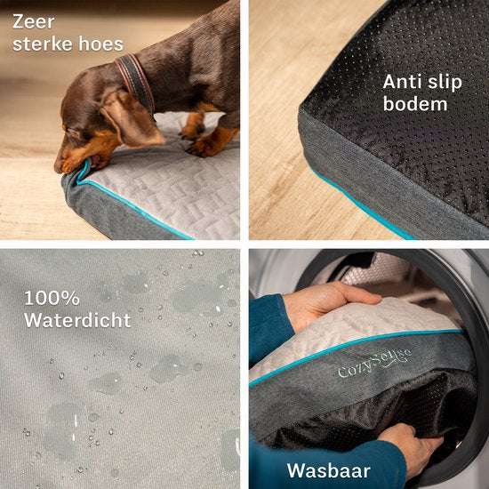 CozySense® – Orthopedisch Hondenkussen 60 X 40 Cm – Maat S - Waterdicht – Geschikt Als Benchkussen & Hondenbed