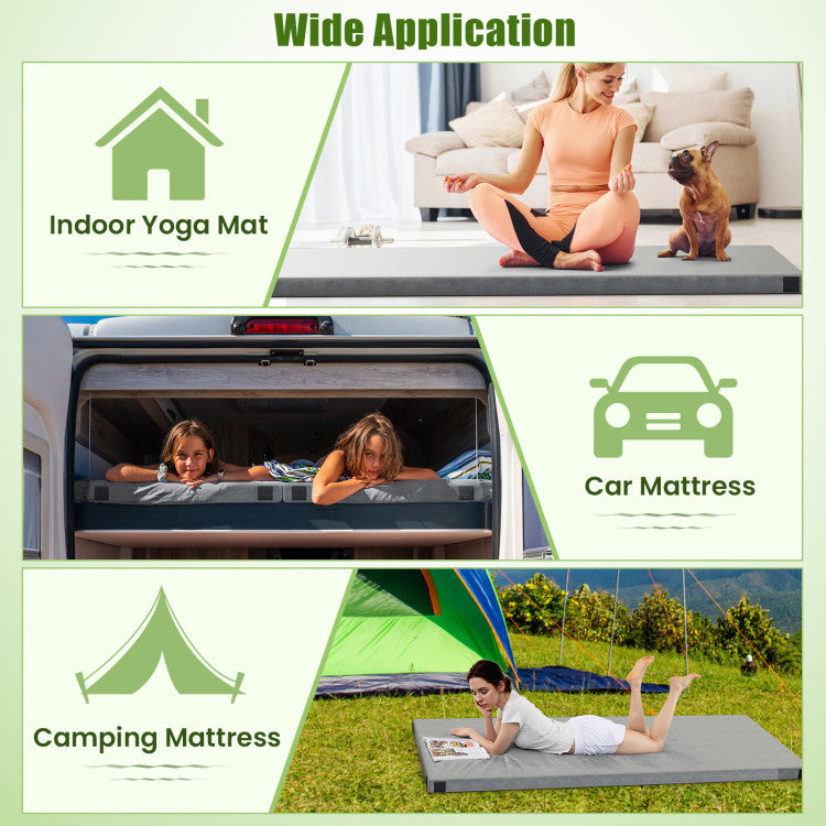 Coast Opvouwbaar Grijs Campingmatras 74 x 30,5 x 6,5 cm met Memory Foam en Antislip Onderzijde