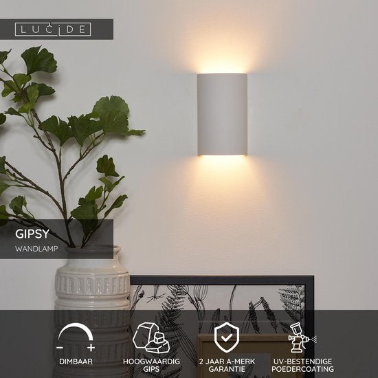 Lucide GIPSY - Wandlamp - 1xG9 - Wit - Japandi