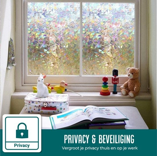 Homewell Raamfolie HR++ 45x300cm - Zonwerend & Isolerend - Statisch - Regenboog Scherven
