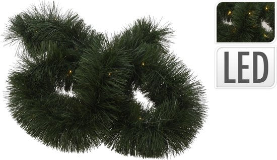 Guirlande Groen met 26 Led lampjes - warm wit- Kerstslinger -270 cm - werkt op batterijen