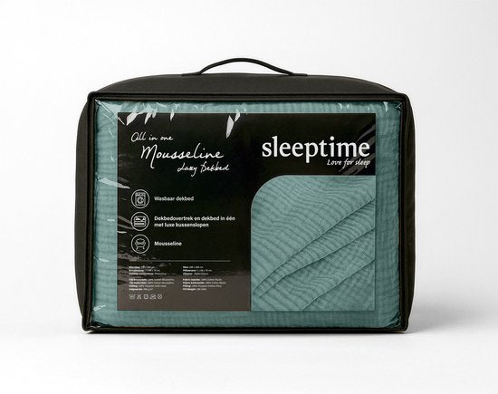 Sleeptime 2 in 1 Mousseline Dekbed - Dekbed zonder Overtrek Inclusief Kussensloop - 240x200 - Groen