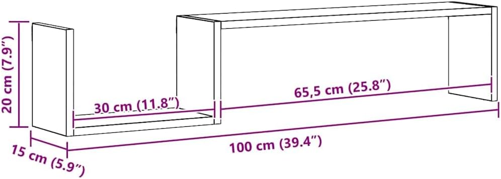 vidaXL Wandplanken Set van 2 – 100 x 15 x 20 cm – Zwart – Gelakt Hout