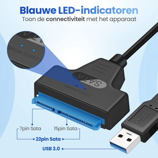 Garpex® USB 3.0 naar SATA Adapter - Datakabel voor harde schijven - SATA 7+15 22 Pin Kabel
