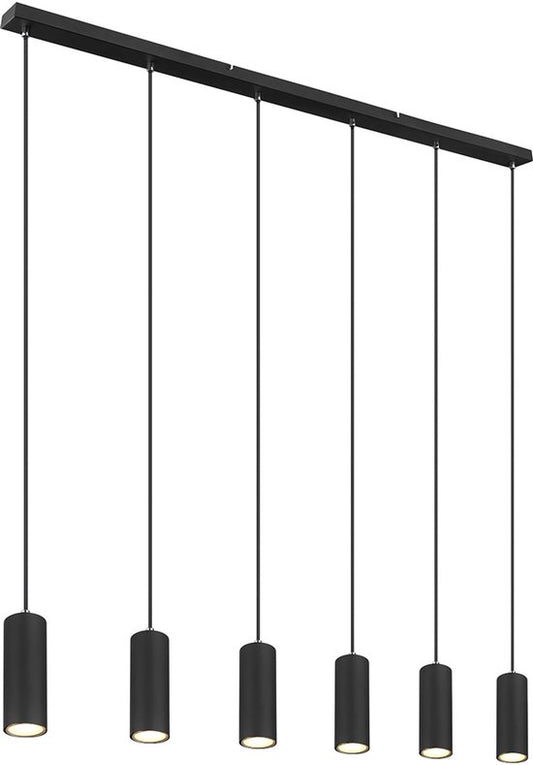 Globo - hanglamp - Robby - zwart - metaal - grote eettafellamp - GU10 - 57911-6HB