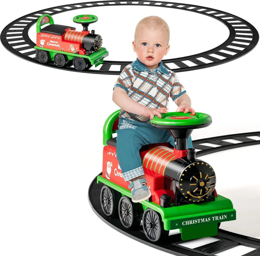 Coast 6V Electric Children's Train om rechtop te zitten met 16 stuks rails voor kinderen vanaf 3 jaar