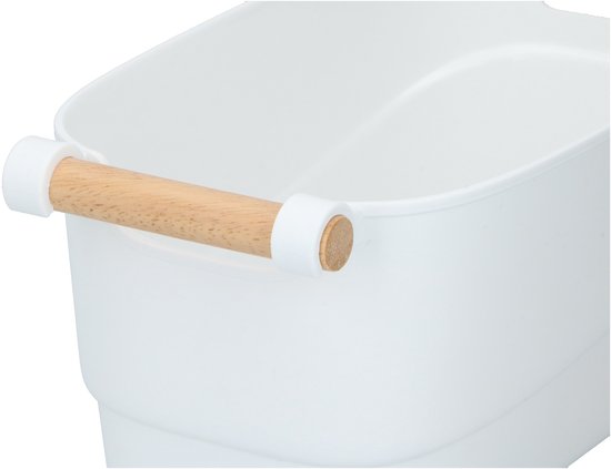 Alpina Opbergmandje - 27 x 14,5 x 12 cm - Kunststof - Houten Handvat