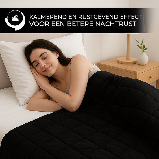 Vonia Verzwaringsdeken 9 kg - Verzwaarde Deken - Weighted Blanket - 150 x 200 cm – Zwart