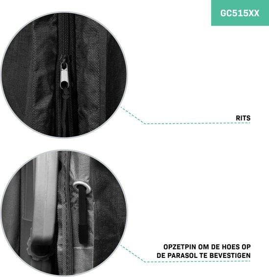 VONROC Parasolhoes M – 220x45cm – Voor stokparasols en zweefparasols tot 400cm – Universeel & voor GP501XX, GP502XX, GP506XX