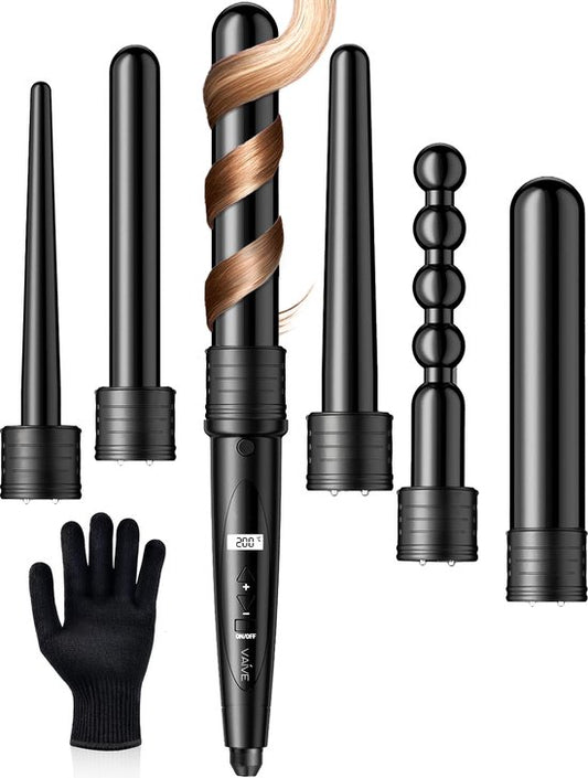 VAIVE Krultang met 6 Opzetstukken - Haarkruller - Krultangen - Curling iron - 32mm - 19 mm - 25mm