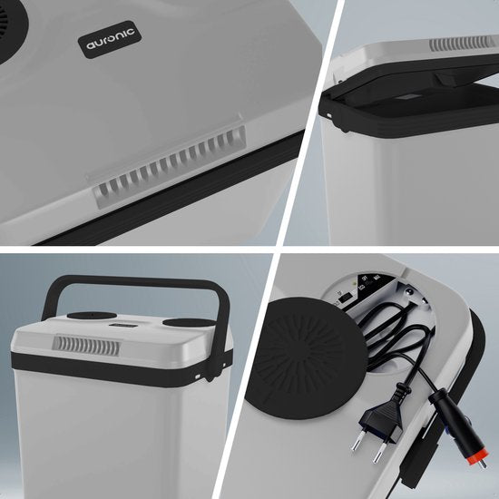 Auronic Koelbox Elektrisch 12V en 230 volt - 25L - Camping Koelkast - Auto - Koelen en Verwarmen - Frigobox - Lichtgrijs