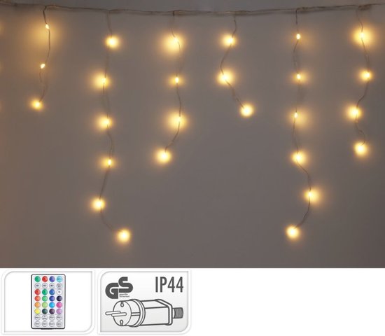 Lichtgordijn IJspegel 300 cm - Warm Wit - LED Kerstverlichting - Timer- Afstandsbediening -Lichteffecten -Binnen-Buiten