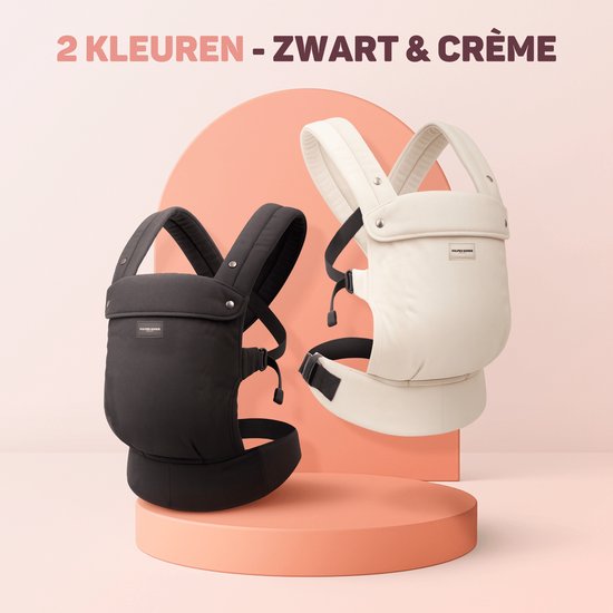 Vulpes Goods® BabyCare - Draagzak – Ergonomische Baby Draagzak 0-36 mnd – Luxe Buikdrager tot 20 kg – OEKO-TEX® Katoen – Handsfree Comfort - Met Rugsteun & M-Positie - Crème