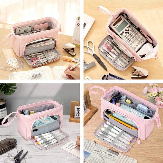 Diydash Etui XL - Pennenzak - Pennenetui - Schooletui - Grote Etui - Schoolspullen - Trousse Scolaire - Voor meisjes, jongens en volwassenen - Roze
