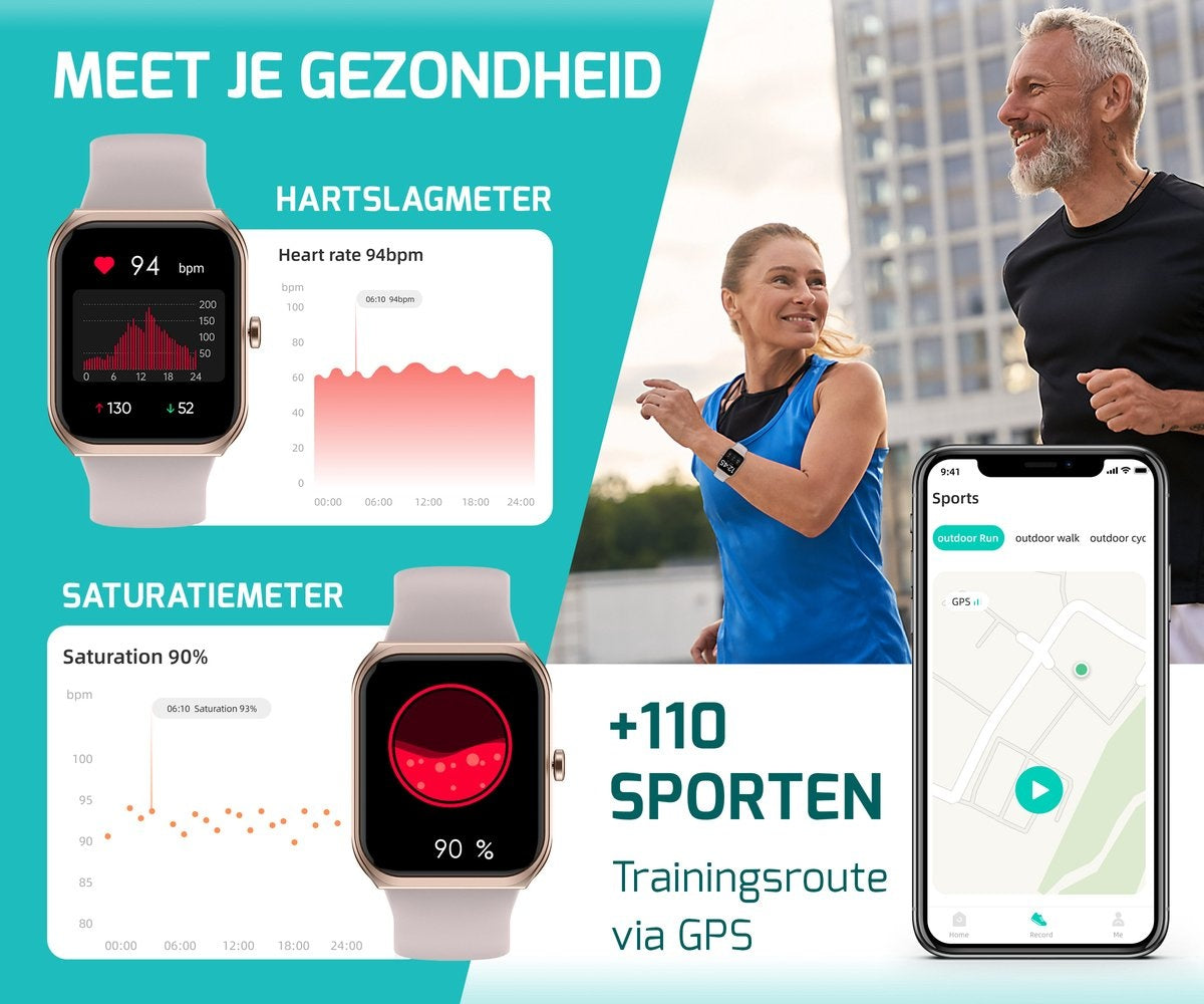 FITAGE Smartwatch voor dames - Activity Tracker - waterdicht - Roze