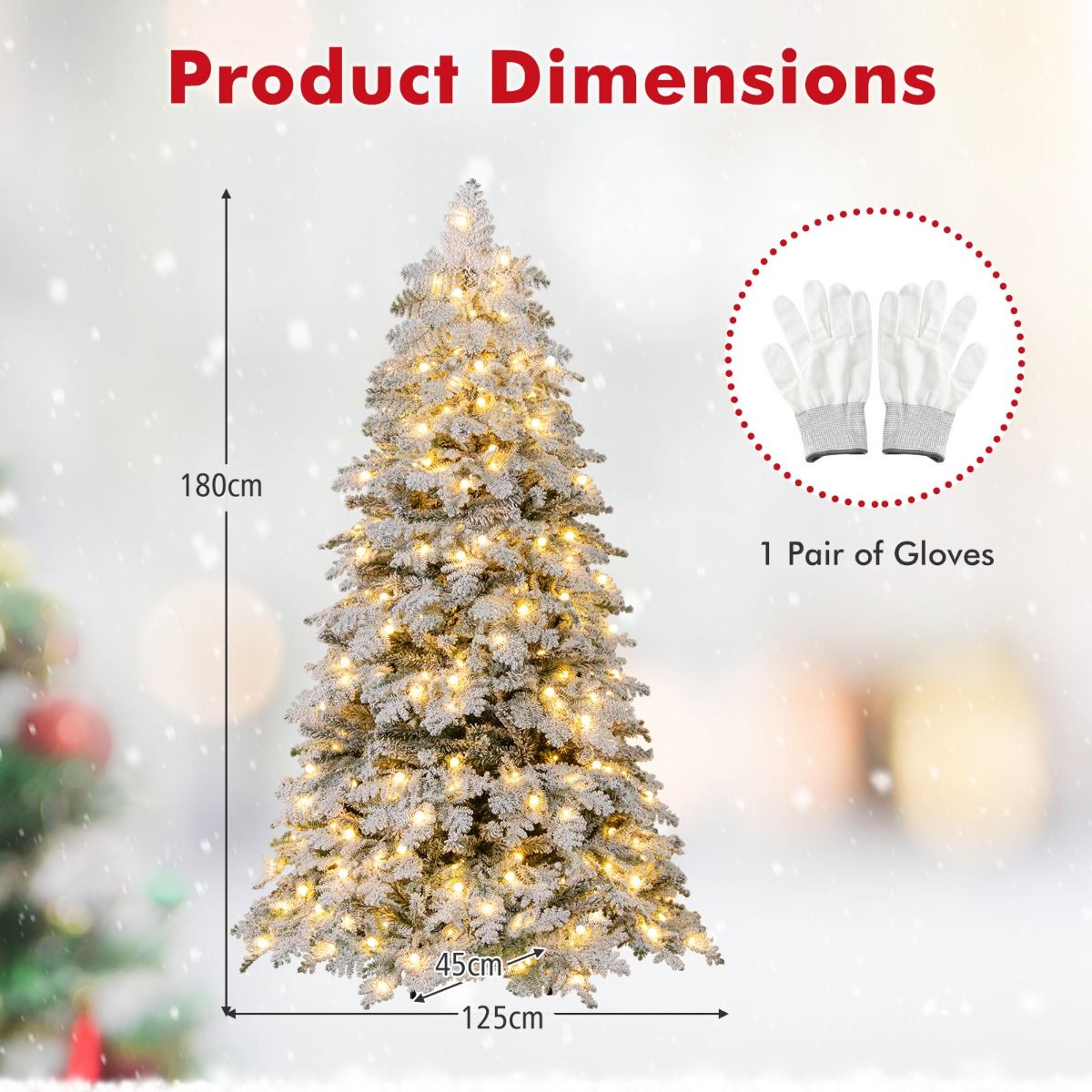 Coast Kunstkerstboom 180 cm Groen/Wit - Besneeuwd met 260 LED Lampjes - Opvouwbaar & Voorgemonteerd
