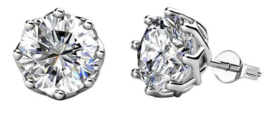 Yolora Dames Oorbellen - Ronde Kalpa Camaka Kristallen - Zilverkleurig - 18K Witgoud Verguld - Vrouwen Oorknoppen Zilver - Oorknopjes - Sieraden - Luxe Giftbox - Geschenkdoos - Cadeau doos - Mooie Cadeauverpakking - Moederdag Cadeautje