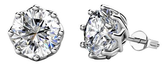 Yolora Dames Oorbellen - Ronde Kalpa Camaka Kristallen - Zilverkleurig - 18K Witgoud Verguld - Vrouwen Oorknoppen Zilver - Oorknopjes - Sieraden - Luxe Giftbox - Geschenkdoos - Cadeau doos - Mooie Cadeauverpakking - Moederdag Cadeautje