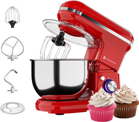 KitchenBrothers - Keukenrobot - 5L - Keukenmixer - 1200W - Rood