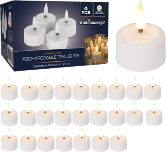 Theelichtjes LED Box 32 stuks Oplaadbaar - Ø4cm *Uitbreidingsset ZONDER oplader*