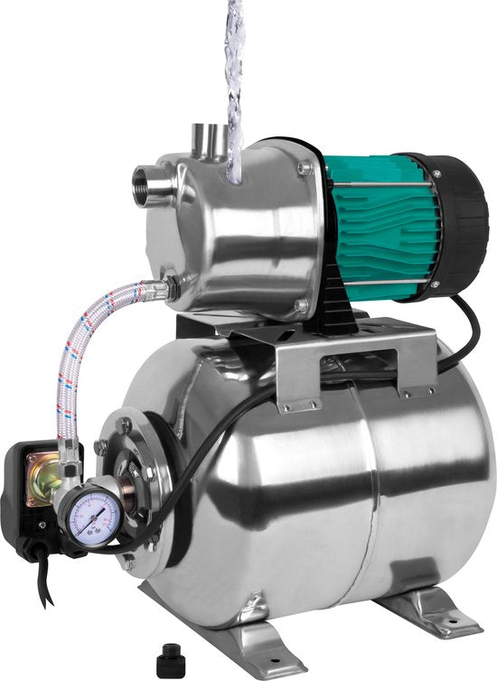 VONROC Hydrofoorpomp / hydrofoorset met drukschakelaar – 1000W - 3500l/h – 19L RVS tank – RVS pomphuis