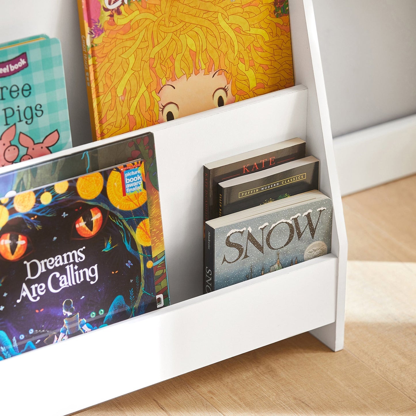 SoBuy Kinderboekenplank - 4 Opbergvakken - Wit - 80x30x88 cm