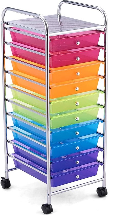 Coast Rolltrolley – 10 Laden – 33 x 37 x 86 cm – Veelkleurig