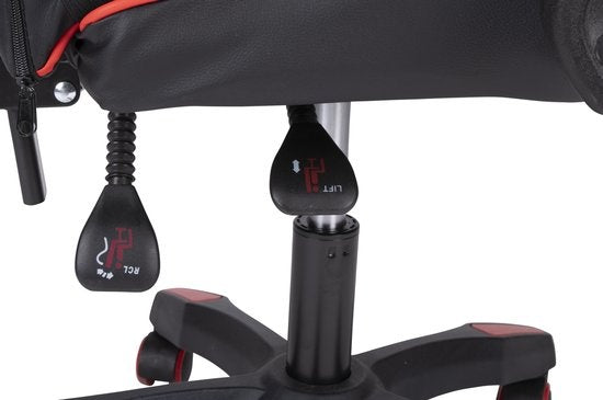 No Fear Gaming Stoel - Game Stoel - Bureaustoel - Hoogte Verstelbaar 46 tot 56cm - Rood/Zwart