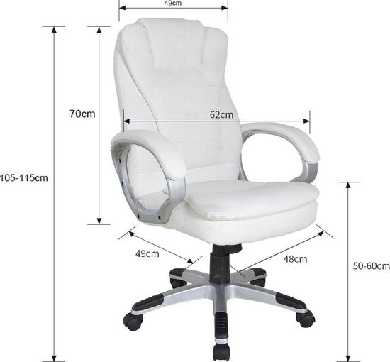 VDD Gaming Bureaustoel - Ergonomisch verstelbaar - Wit -  62x50x115cm