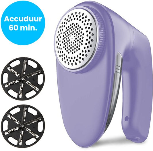 Auronic Elektrische Pluizenverwijderaar - Draadloze Ontpiller - Accuduur 60 minuten - Pluizentondeuse - 2 Extra Opzetstukken - Paars