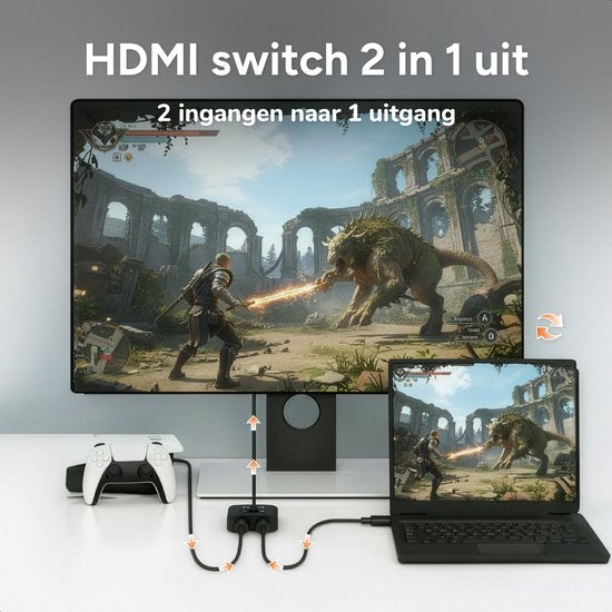 Skoov HDMI Switch 2 in 1 uit - Plug & Play - Dolby / 3D - Splitter - 4K - 60HZ - Premium - Universeel - Game - TV - Extender - Accessoires
